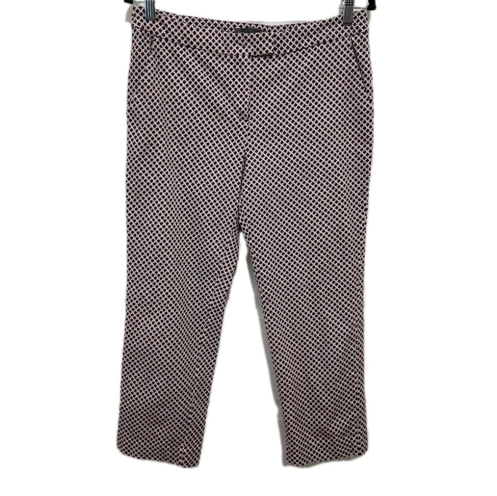 Donna Ricco New York Womens 10 Capri Chino Pants Blue Orange White Geometric